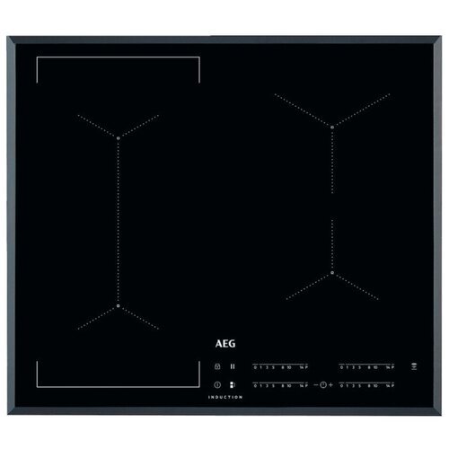 Индукционная варочная панель AEG IKE64441FB, с рамкой, цвет панели черный.., цвет рамки серебристый