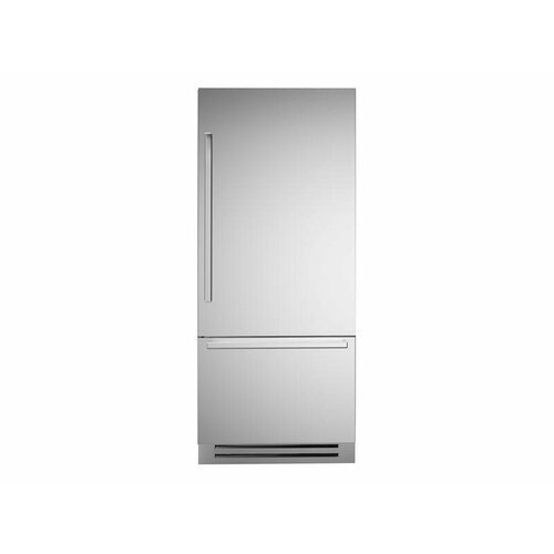 Встраиваемый холодильник/морозильник шириной 90см со стальными фасадами, петли справа