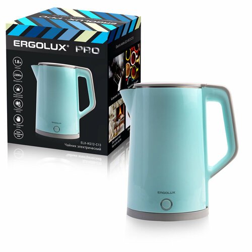 Чайник ERGOLUX PRO из нержавеющей стали и пластика, 1,8 л, 220–240 В, 200Вт