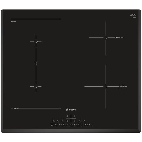 Индукционная варочная панель BOSCH PVS651FB5E, цвет панели черный, цвет рамки черный