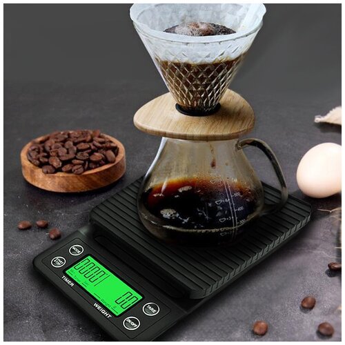 Электронные кухонные весы для кофе, молока с таймером 5кг 0,1г. + батарейки