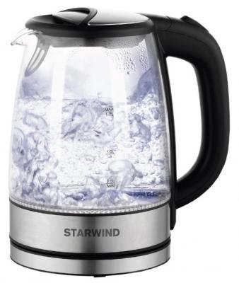 Чайник электрический StarWind SKG5210 2200 Вт серебристый чёрный 1.7 л металл/стекло