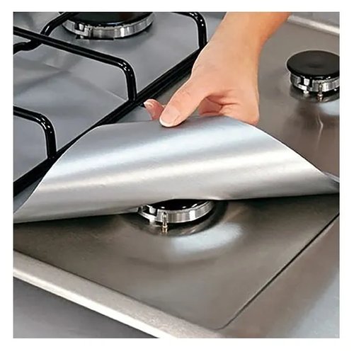 Многоразовая защита для газовых плит/накладки для плиты/защита от брызг жира, комплект 4 шт. цвет серый