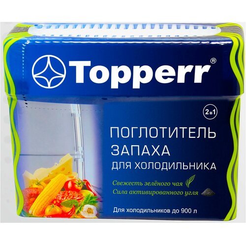 Topperr Гелевый поглотитель запаха для холодильника 'Зелёный чай и уголь', 1 шт, 3118