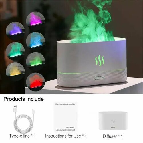 Красивый Увлажнитель воздуха в виде Камина / с подсветкой пламя Aroma Diffuser / цвет белый